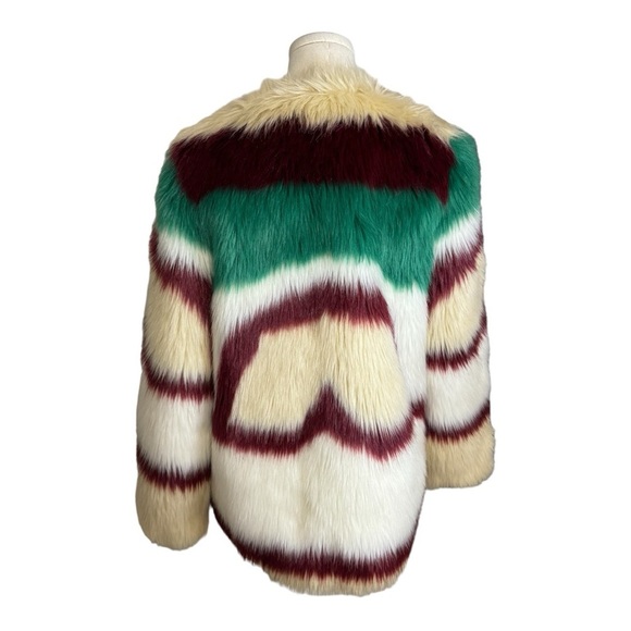 MAISON SCOTCH & Soda Faux Fur Colorful Coat Sz OS S M Winter Festival Concert - Picture 11 of 16